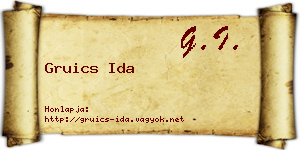 Gruics Ida névjegykártya